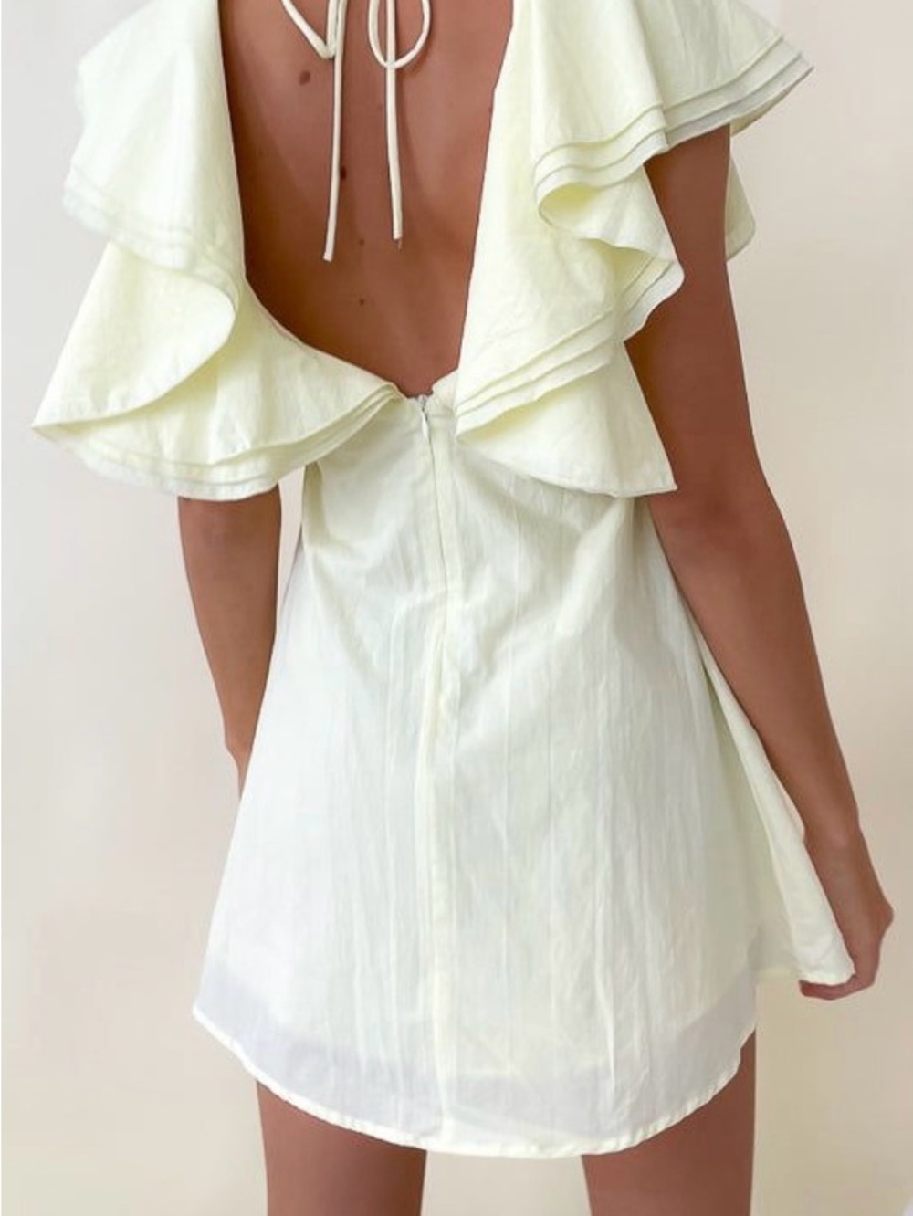 Flattering Lemon Ruffle V-Neck Mini Dress - Picture 3 of 4